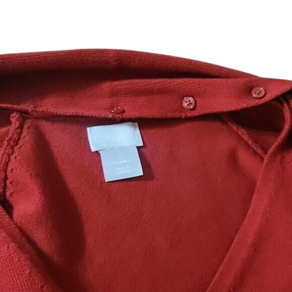 Chicos Red Tie-Neck Long-Sleeve Knit Sweater Top Size S - Picture 5 of 6